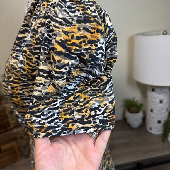 SALONI Ink Tiger Animal Print Black LEA Silk Wrap A-Line Mini Dress Size 4 - Picture 5 of 11